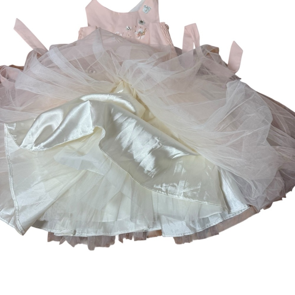 Girls Blush Pink Tulle Flower Girl Dress Party Wedding Birthday | 2T–3T - Picture 4 of 8